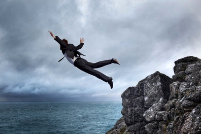 Businessman Taking the Plunge